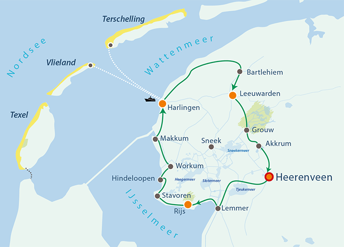 Übersichtskarte Radreise Friesland