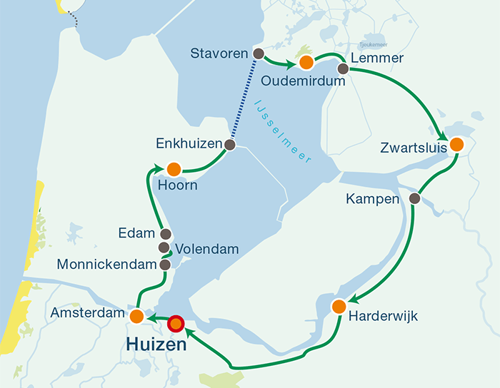 Übersichtskarte Radtouren Rund um das IJsselmeer